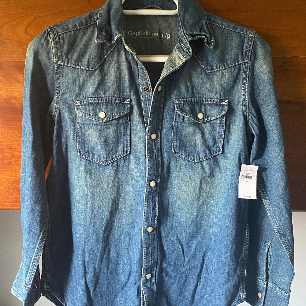 Gap Boy's Jean Shirt button down Size L